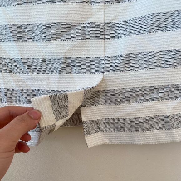 LOFT Gray and White Striped Skirt with Tortoise Shell Buttons - Picture 6 of 8